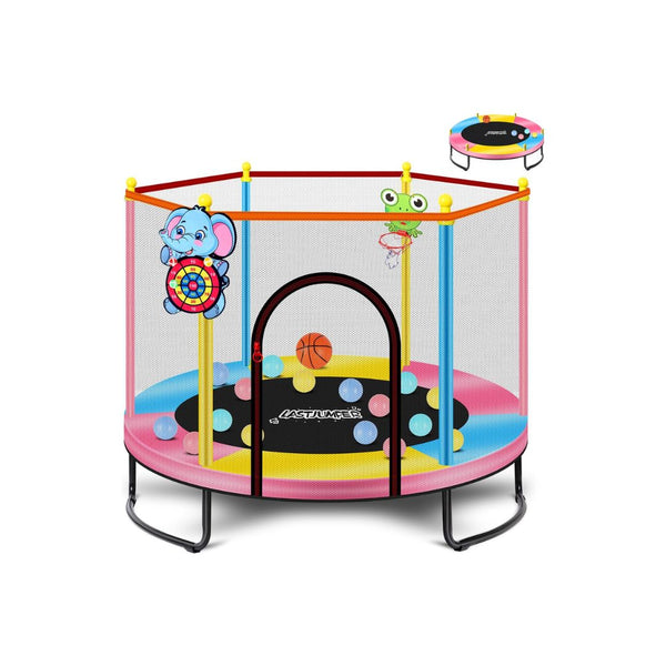 5-Ft Trampoline with Net and Basketball Hoop