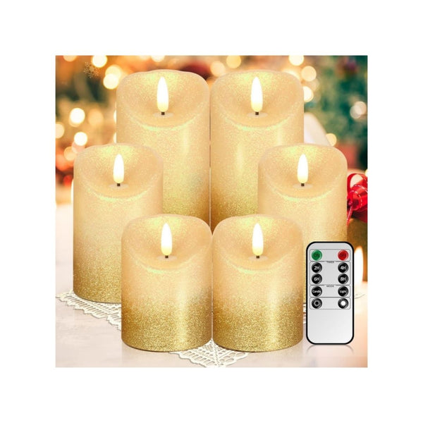 6-Pack Flickering Flameless Candle Set w/ Remote & Timer