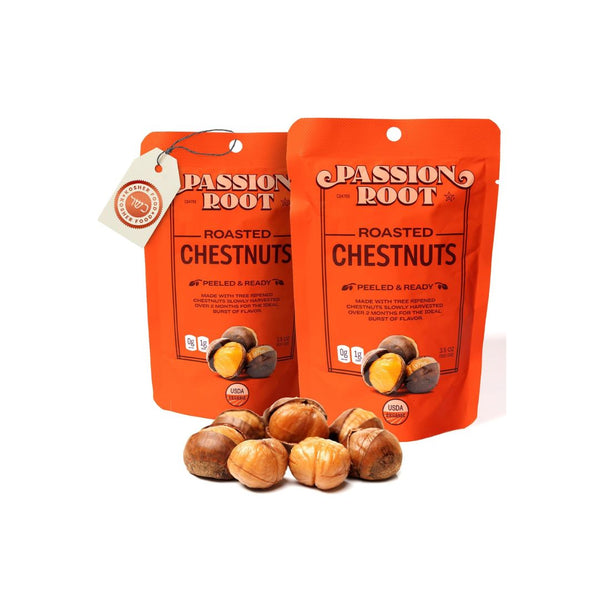 12-Pack Passion Root Organic Whole Roasted Chestnuts Peeled