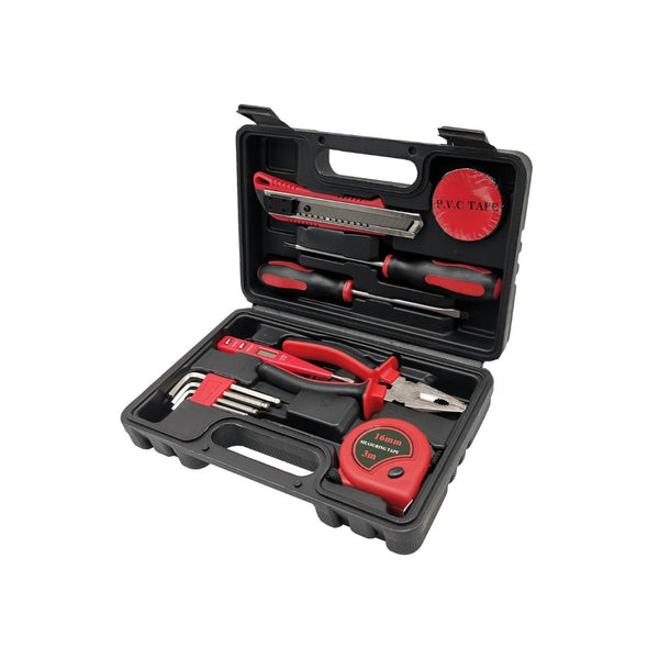 13-Pcs Household Tools Kit with Plastic Toolbox