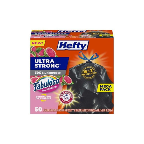 50 Pack Hefty Ultra Strong 30 Gallon Trash Bags