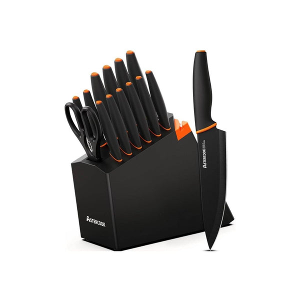 15-Pcs Kitchen Knife Set with Built-in Sharpener