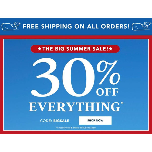 Save 30% Off Everything + Free Shipping On All Orders At vineyard vines!