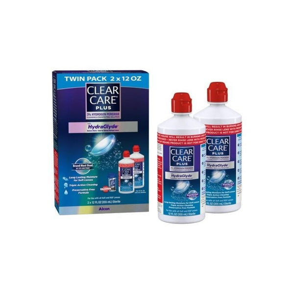 2-Pack Clear Care Plus Cleaning Solution with Lens Case (12 oz)