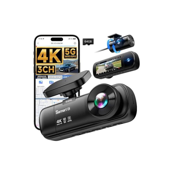 64GB 3 Channel 4K Dash Cam