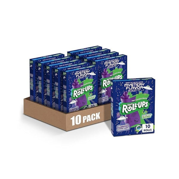 10 Boxes of 10 Rolls Fruit Roll-Ups Fruit Flavored Snacks, Mystery Flavor and Solar Melon