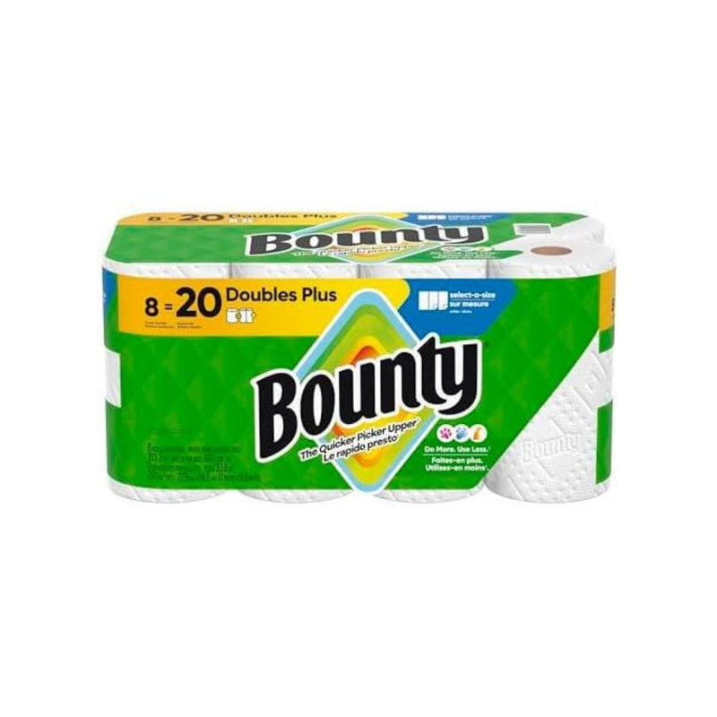 8 Double Plus Rolls = 20 Regular Rolls Bounty Select-A-Size 2 Ply Paper Towels