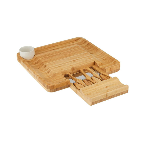 NutriChef Bamboo Natural Cheese Board Set
