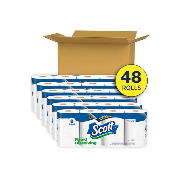 48 Double Rolls Scott Rapid-Dissolving Toilet Paper