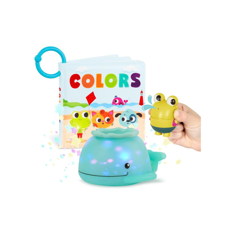 B. toys Bath Book – Light up Whale & Color Changing Frog Squirt