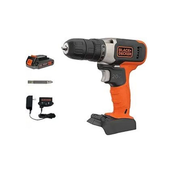 BLACK+DECKER 20V MAX Drill with Battery, Charger, and Double Sided Drill Bit