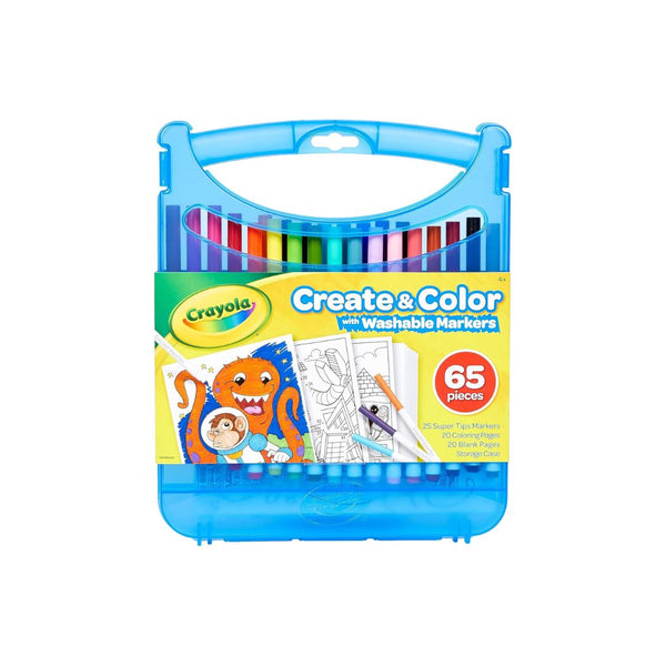 65+ Pcs Crayola Super Tips Coloring Art Case with Coloring Pages