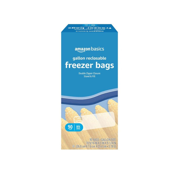 90 Amazon Basics Reclosable Freezer Gallon Bags