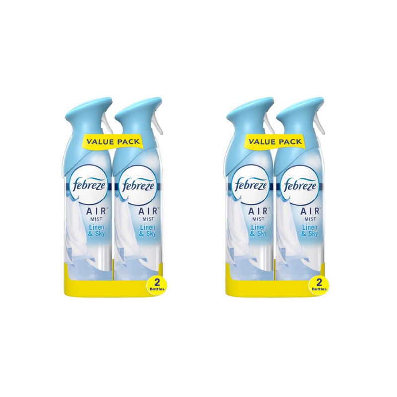 4 Cans of Febreze Air Mist Air Freshener Spray, Linen & Sky Scent