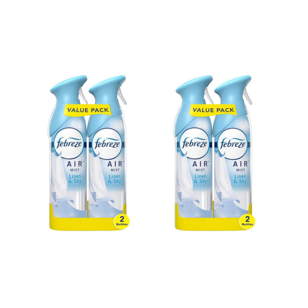 4 Cans of Febreze Air Mist Air Freshener Spray, Linen & Sky Scent