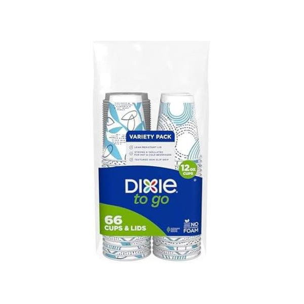 66 Count Dixie To Go 12 Oz Coffee Cups With Lids