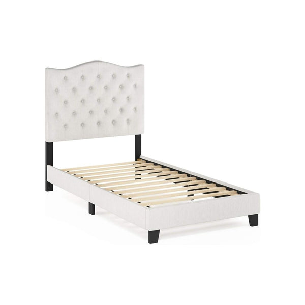 Furinno Lille Button Tufted Bed Frame, Twin