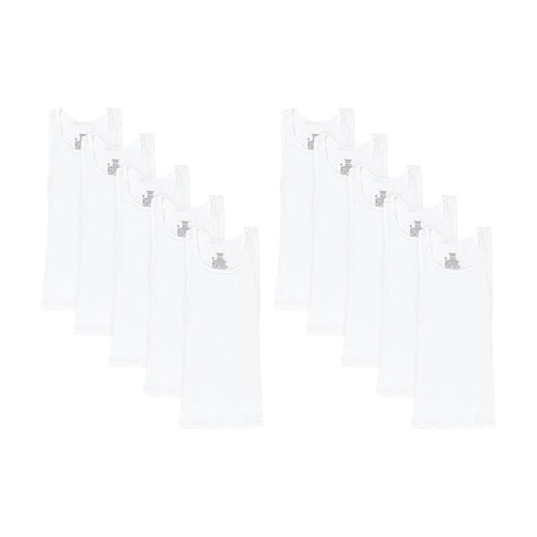 2 Packs Of 5 Hanes Boys' Ecosmart Cotton Tank Undershirts