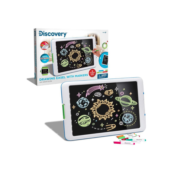 Discovery Kids Neon Glow Drawing Easel w/ 6 Color Markers