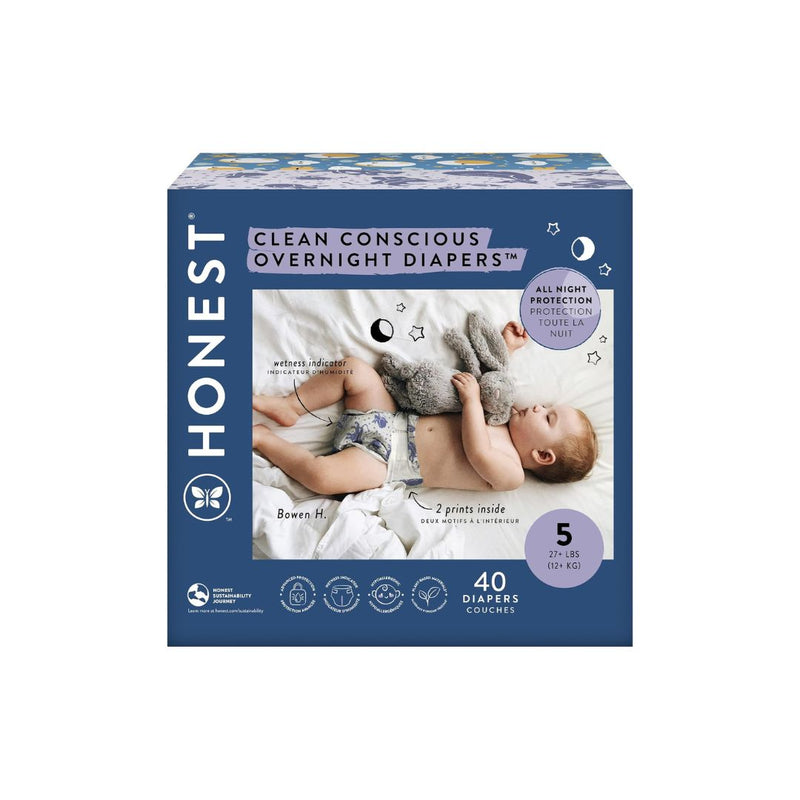 40 The Honest Company Clean Conscious Overnight Diapers, Size 5