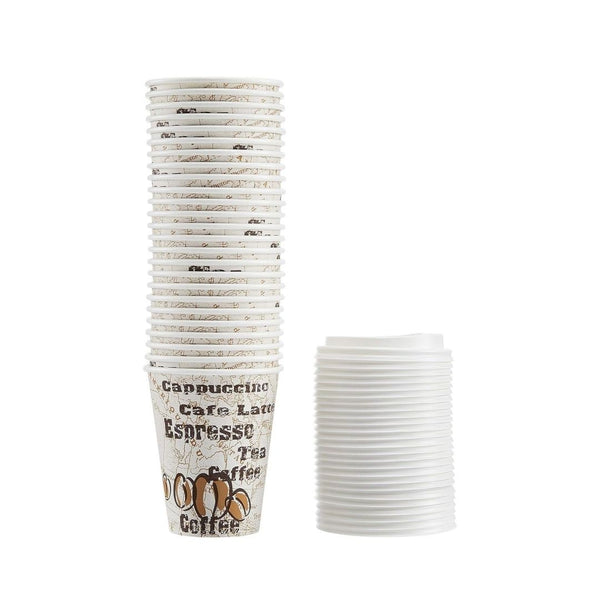 100-Count Amazon Basics to Go Hot Paper Coffee Cups with Lids