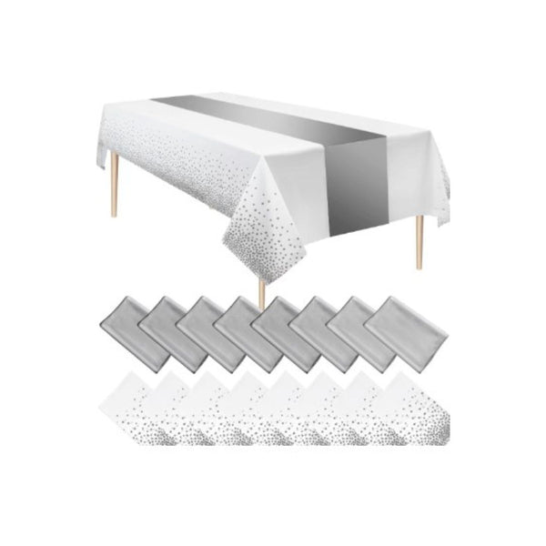 54 x 108 Inch WDF 16 Pack Plastic Tablecloths and Runners (6 Color Combos))