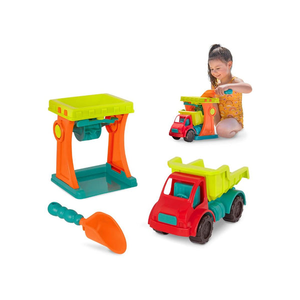 B. toys- Sandy Sifter Playset – Toy Sand Mill, Dump Truck, Shovel