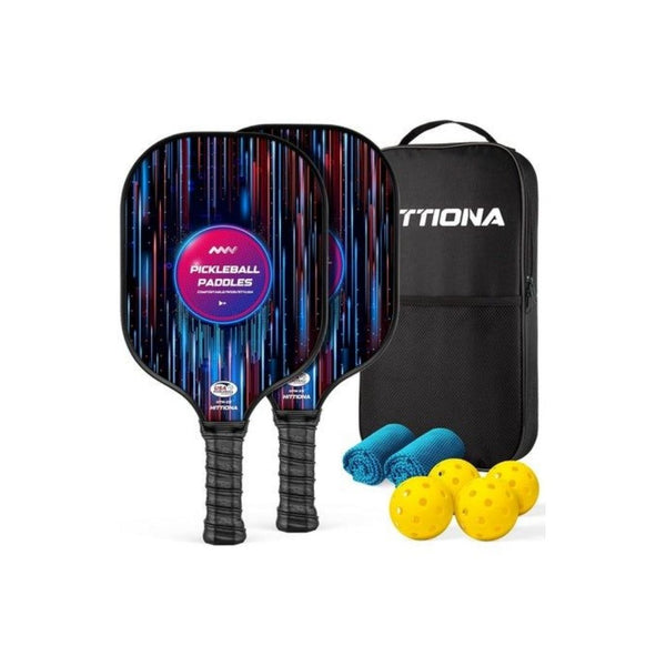 2 Fiberglass Pickleball Paddles Set