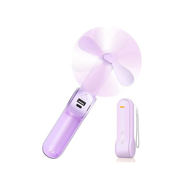 Portable Rechargeable Handheld Fan, 2000mAh Power Bank