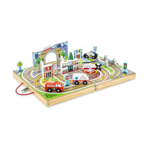 Melissa & Doug 18-Piece Wooden Take-Along Tabletop Town