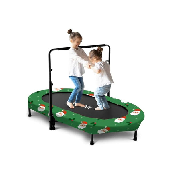 56-In Double Kids Trampoline with Adjustable Handlebar
