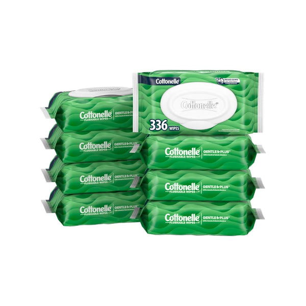 8 Flip-Top Packs Cottonelle GentlePlus Flushable Wet Wipes