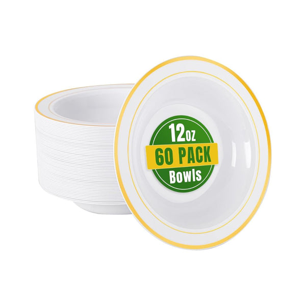 60 Pack 12 Oz Plastic Bowls