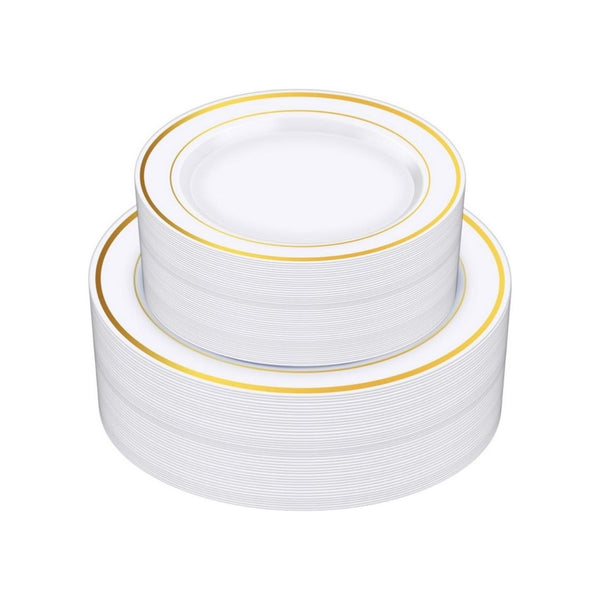 100-Pcs Gold Plastic Plates