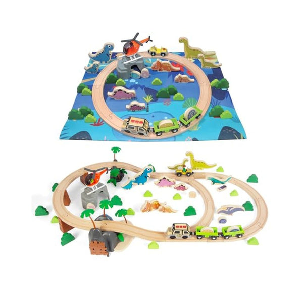 80 Piece Wooden Dinosaur Train Track Set