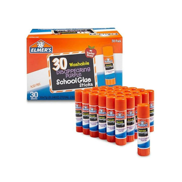 30 Washable Elmer’s Disappearing Purple School Glue Sticks
