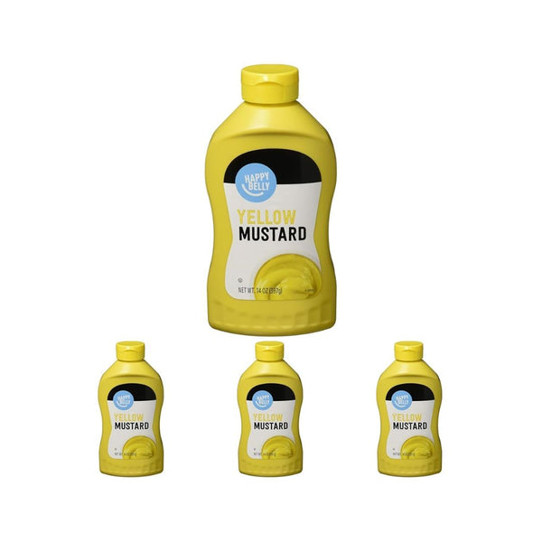 Pack of 4 Amazon Brand Happy Belly Yellow Mustard