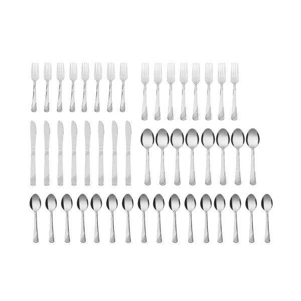 49-Pcs Mainstays Swirl Stainless Steel Flatware and Organizer Tray Set