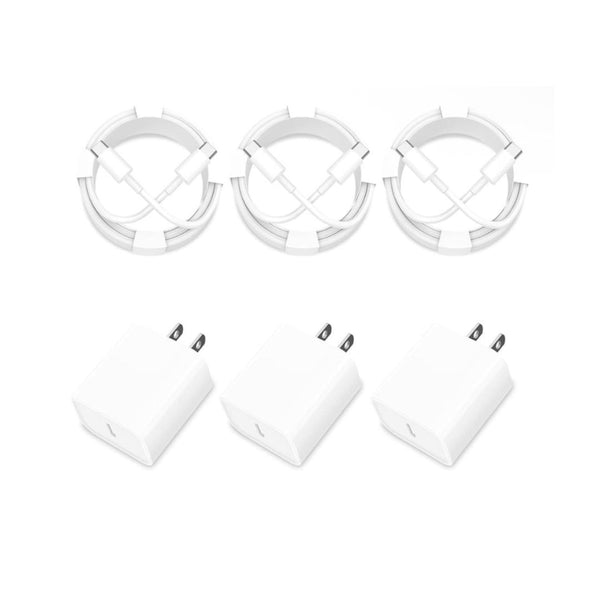 3-Pack iPhone Fast Charging Block with 6FT Type-C Cable