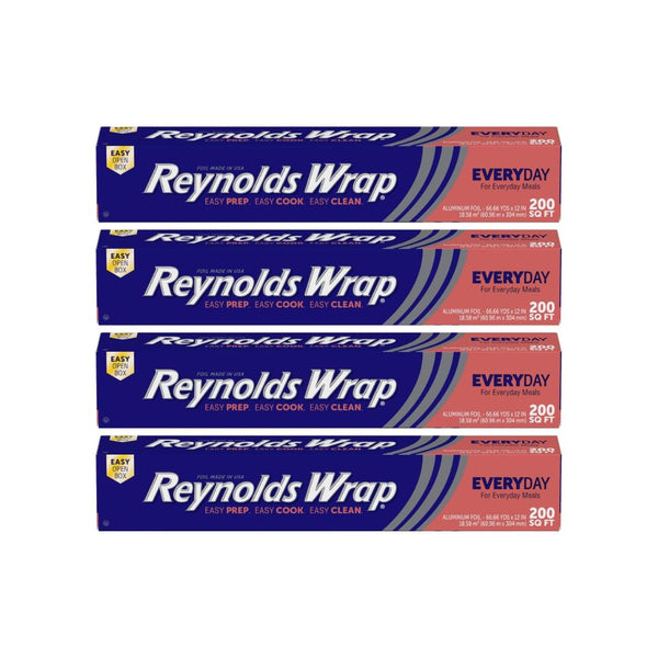 4 Packs of Reynolds Wrap Aluminum Foil (200 Square Foot Rolls)