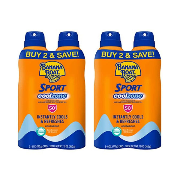 4 Pack Banana Boat Sport SPF 50 Sunscreen Spray