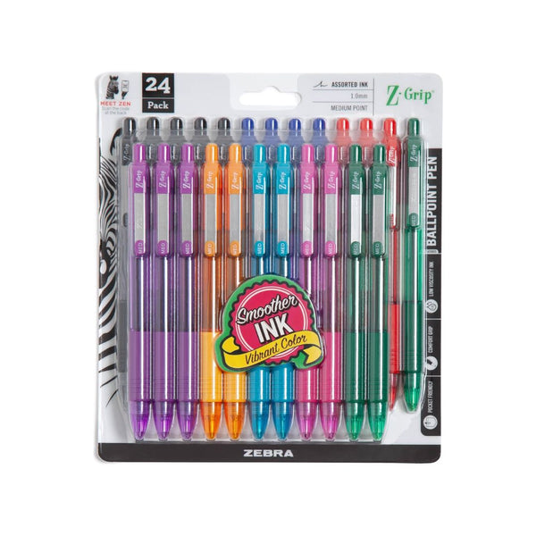 24 Zebra Pen Z-Grip Retractable Ballpoint Pens