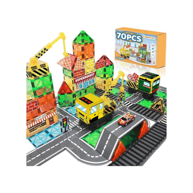 70 Piece Magnetic Building Tiles STEM Construction Set
