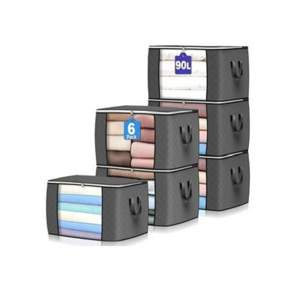 6-Pk Large Foldable Storage Bins