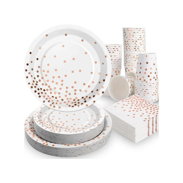 200-Pcs Plates, Cups, and Napkins Set
