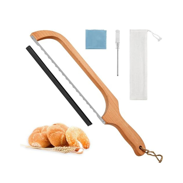 Serrated Bread Knife Wooden Sourdough Bow Slicer