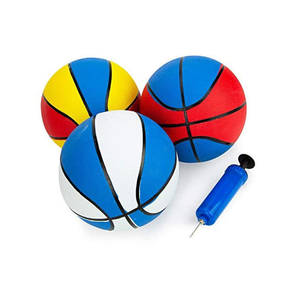 3 Pack Indoor Outdoor Rubber Basketballs with Pump