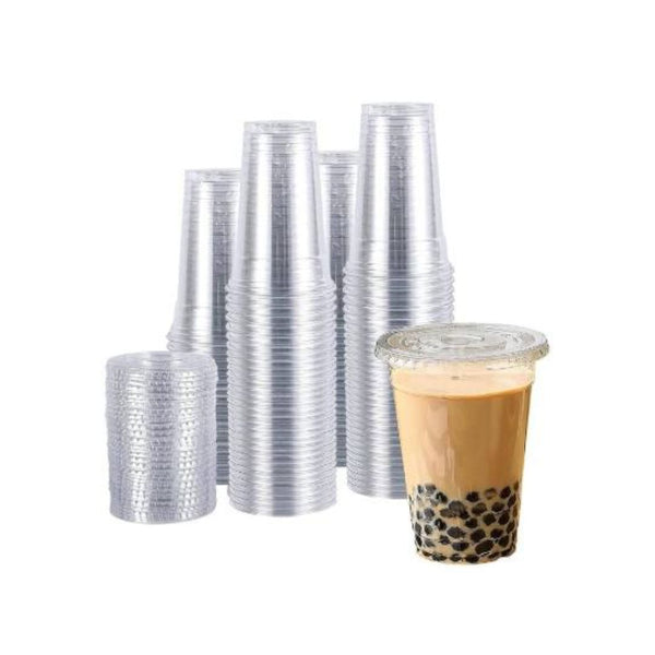 100-Pack 20 Oz. Plastic Cups with Lids