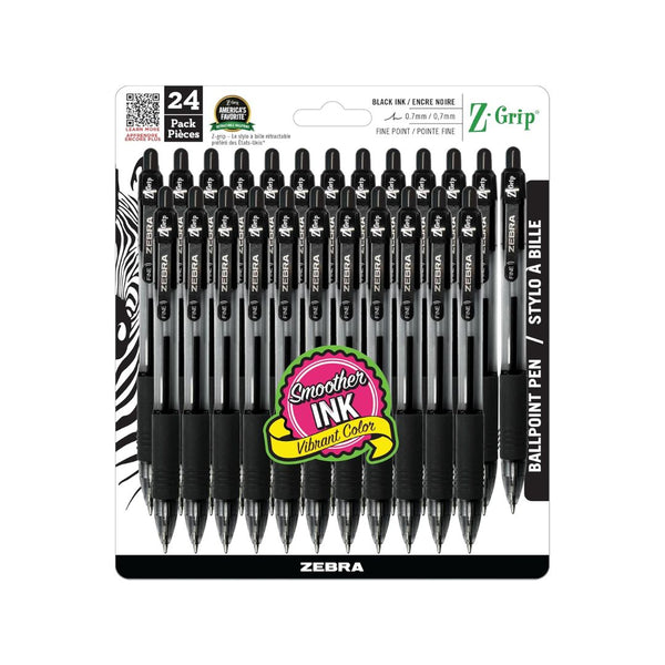 24 Zebra Pen Z-Grip Retractable Ballpoint Pens