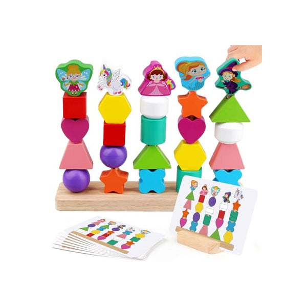 Montessori Wooden Bead Sequencing Stacking Sorting Toys